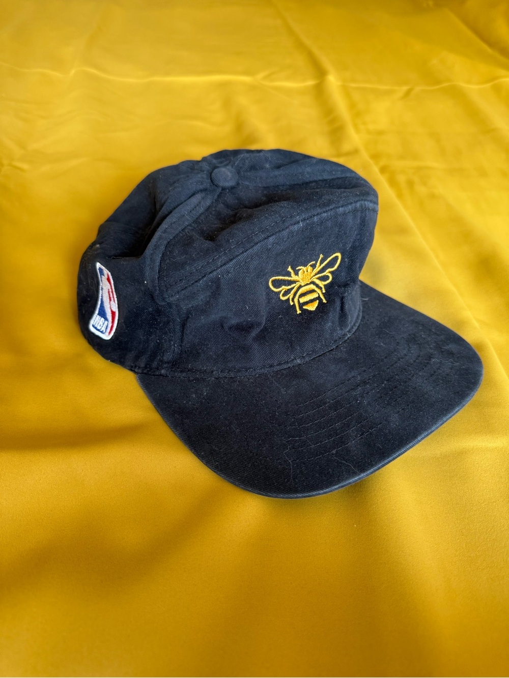 Black Cap with Yellow Bee Embroidery